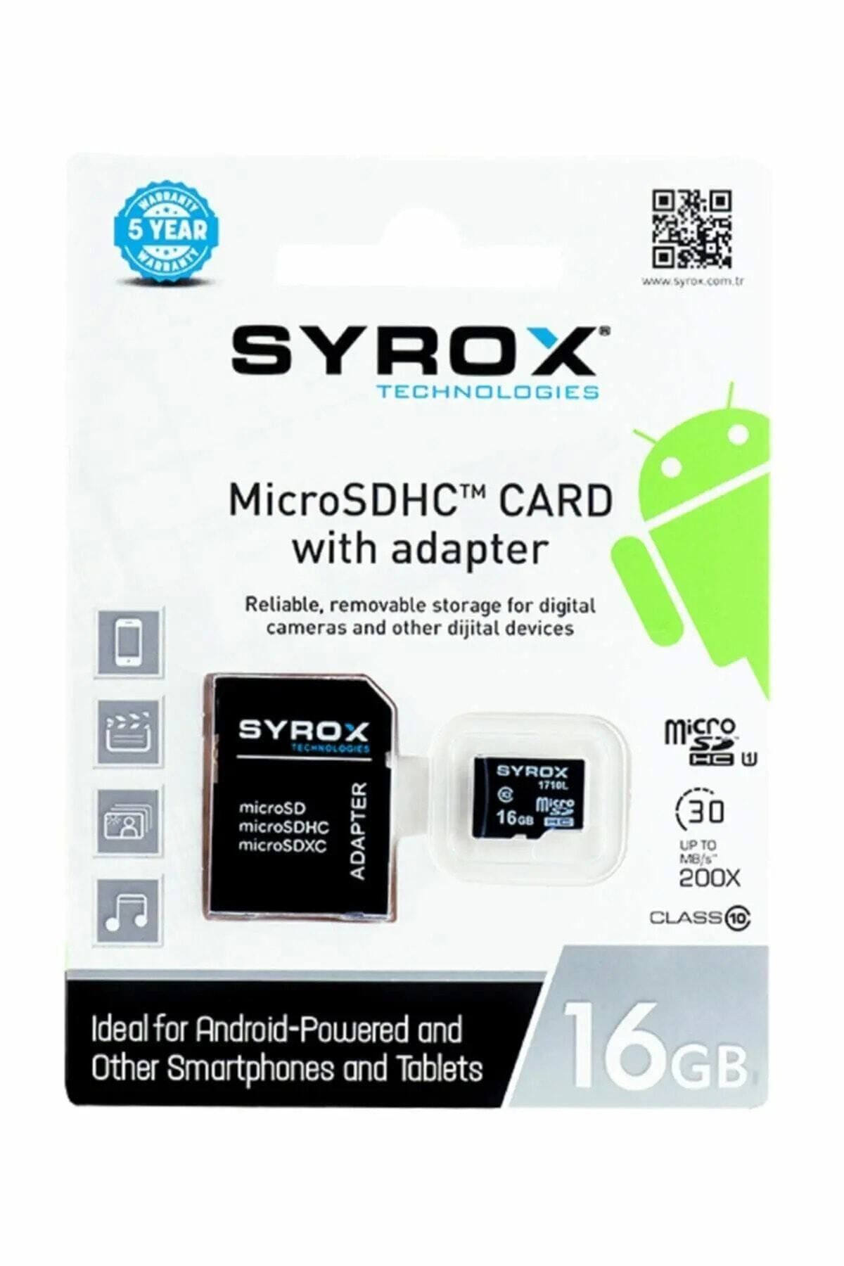 Syrox 16 Gb Micro Sd Card Hafıza Kartı Adaptörlü 16gb Hafıza Kartı Mc16