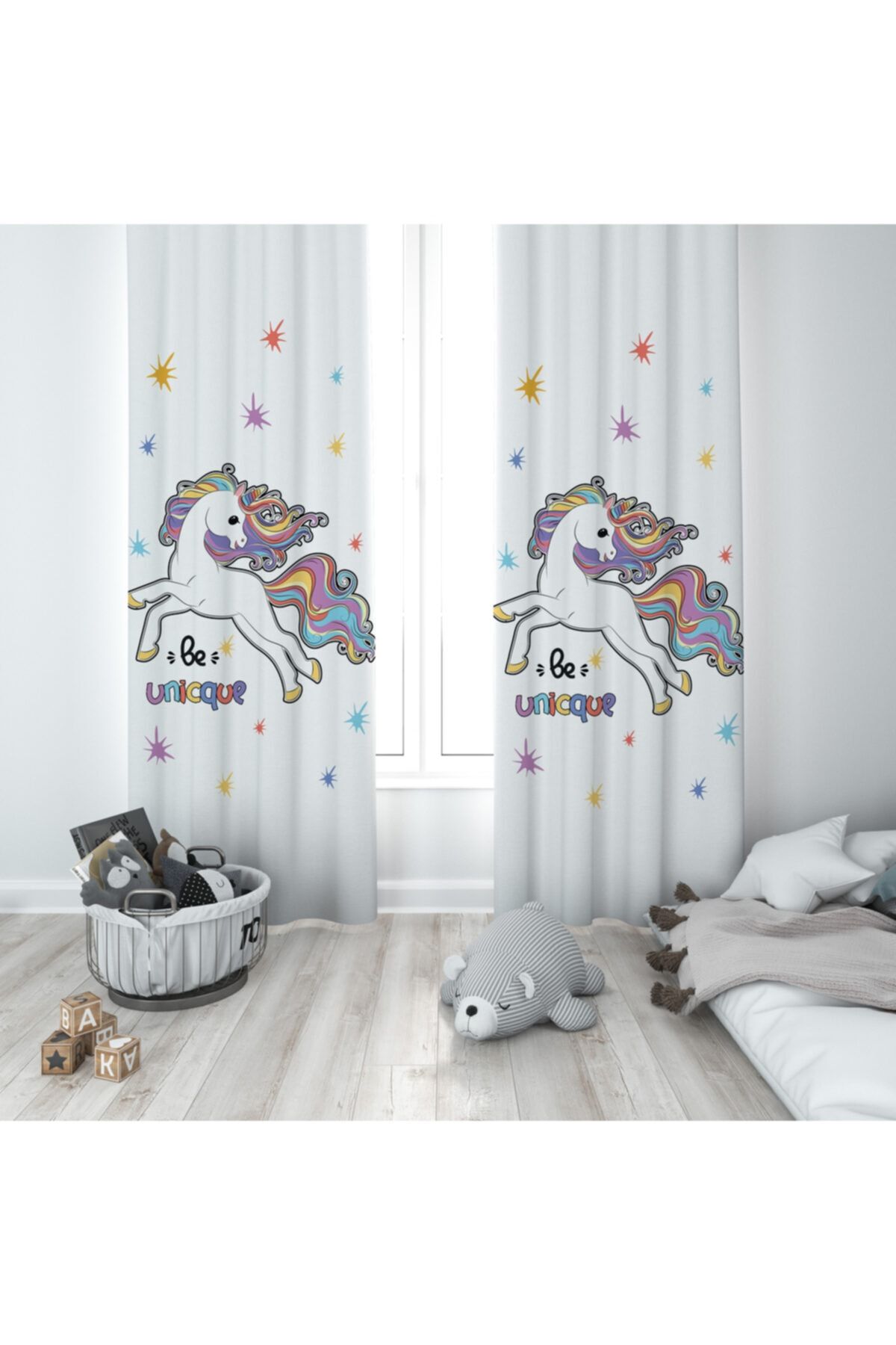 halımarkt E032 Unicorn'lu Çocuk Odası Fon Perde