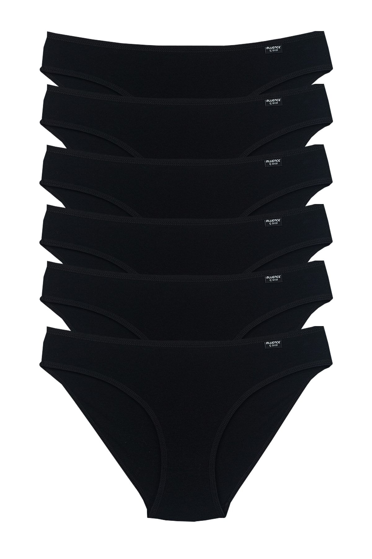 Bluence Büyük Beden Kadın Siyah 6'lı Paket Likralı Slip Külot