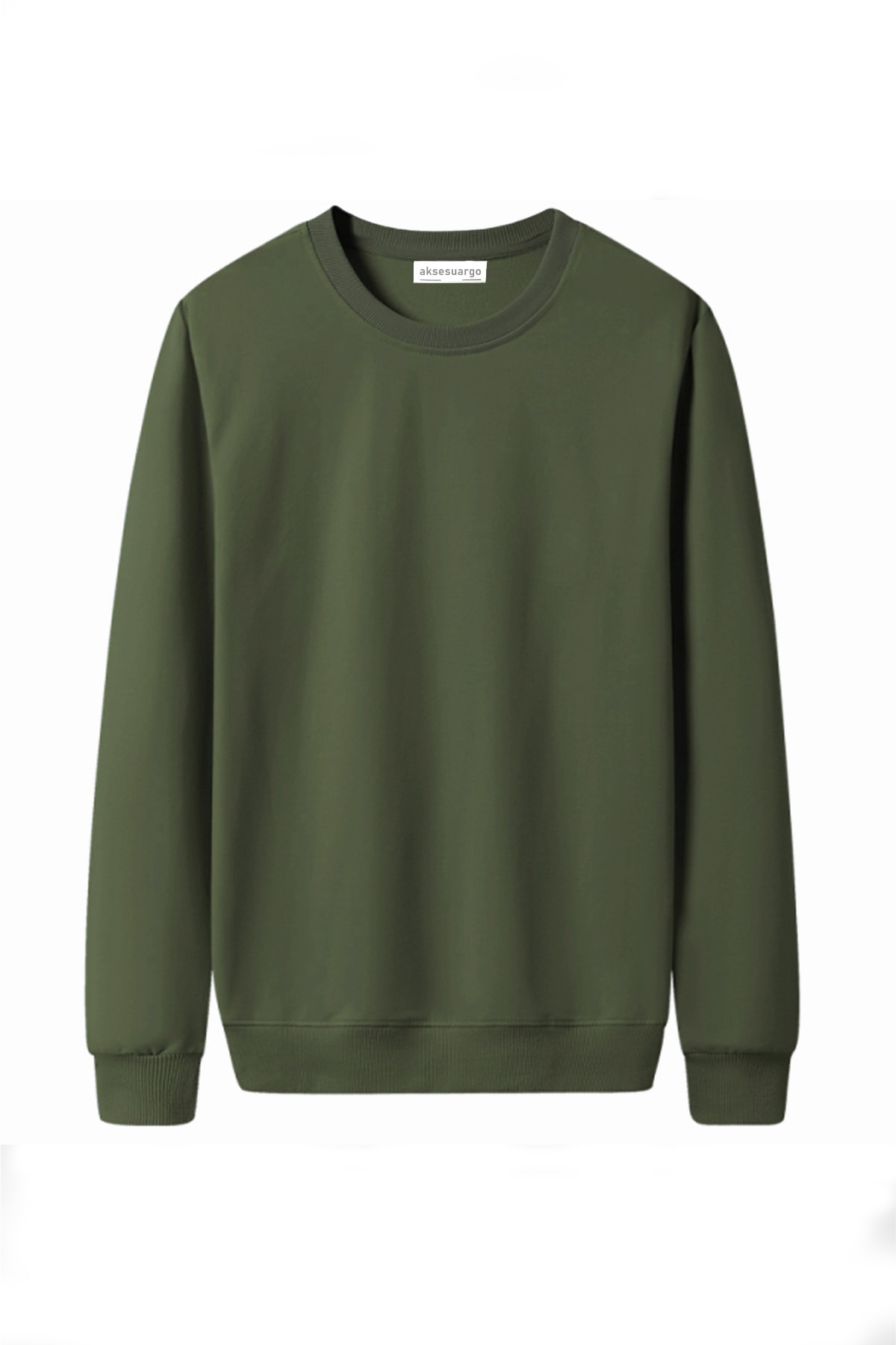 aksesuargo Haki Renk Bisiklet Yaka Oversize Sweatshirt