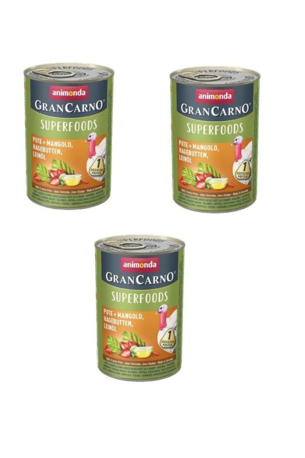 Animonda Gran Carno Superfoods Hindi Pazı Kuşburnu Köpek Konservesi 400 Gr ( 3 Adet )