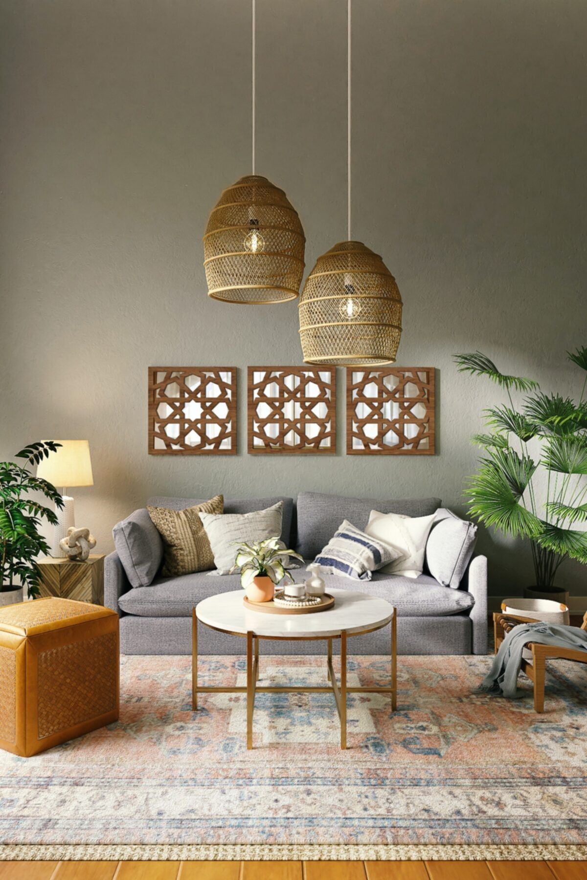Mor Concept 3'lü Set Dekoratif Duvar Aynası Model2