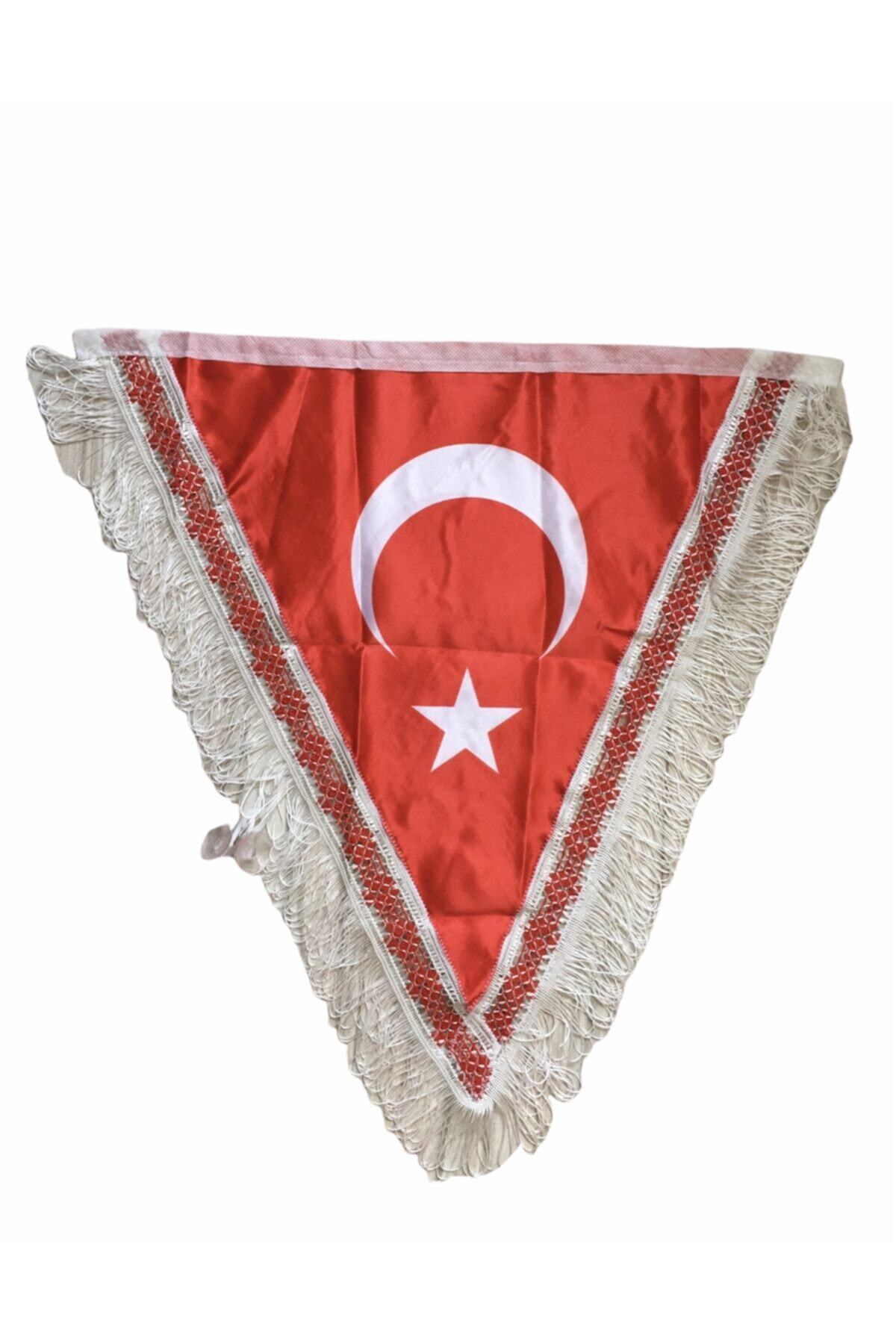 DMR Üçgen Türk Bayrağı Saçaklı Flama Vantuzlu