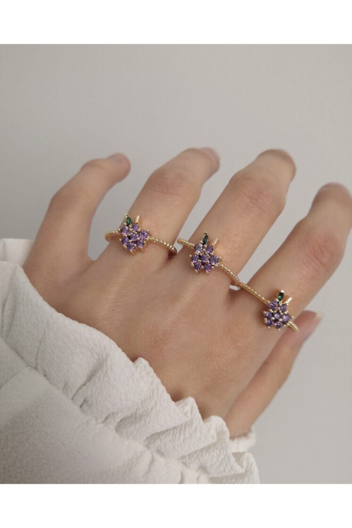 Claritas Takı Altın Kaplama Ayarlanabilir Üzüm Yüzük