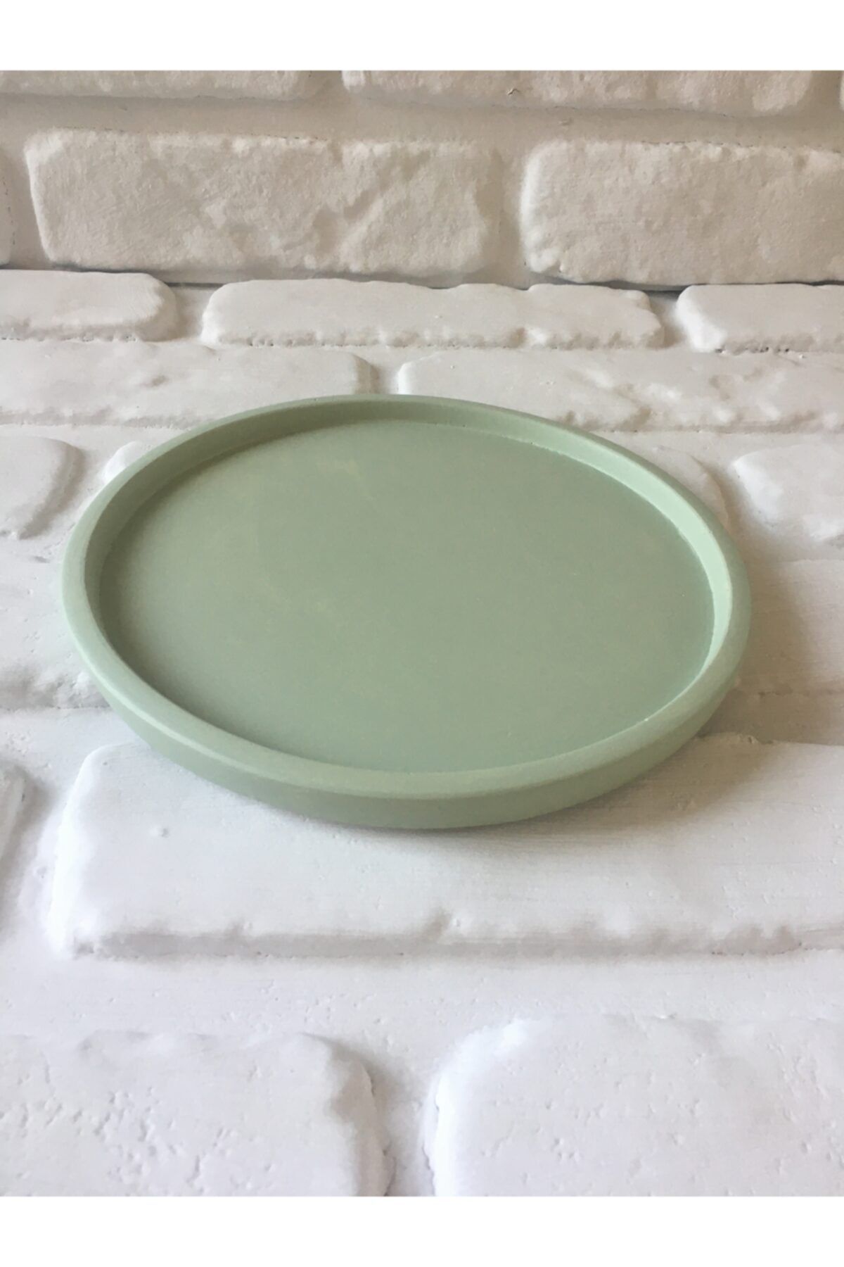Koala Store Dekoratif Yuvarlak Bohem Beton Tepsi Çağla Yeşili 21*2 Cm