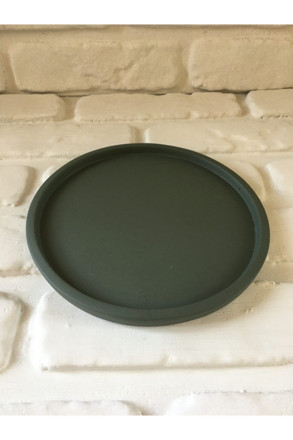 Koala Store Dekoratif Yuvarlak Bohem Beton Tepsi Küf Yeşili 21*2 Cm