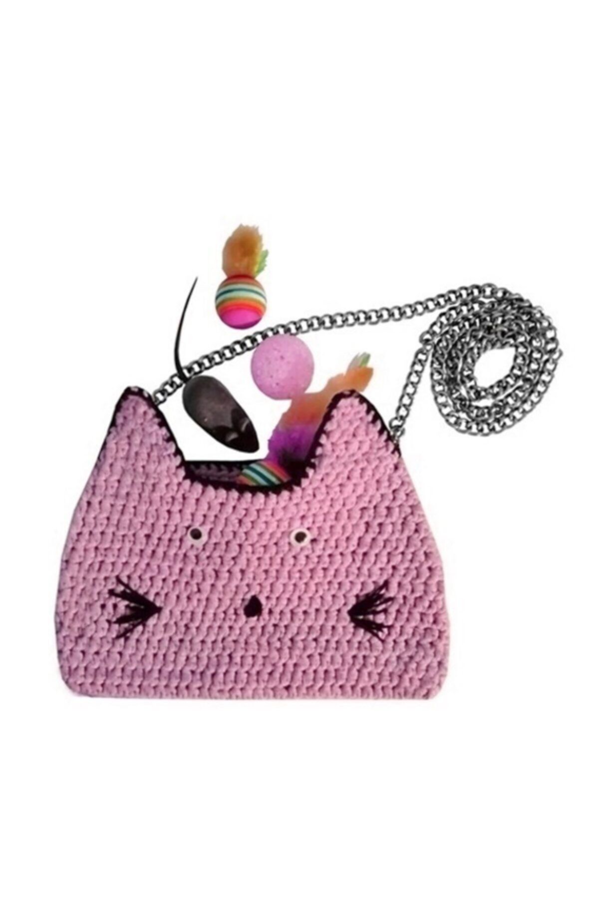 Pettoystr Kedi Seyahat Oyuncak Çantası Kedi Figürlü Pembe 19-24 Cm