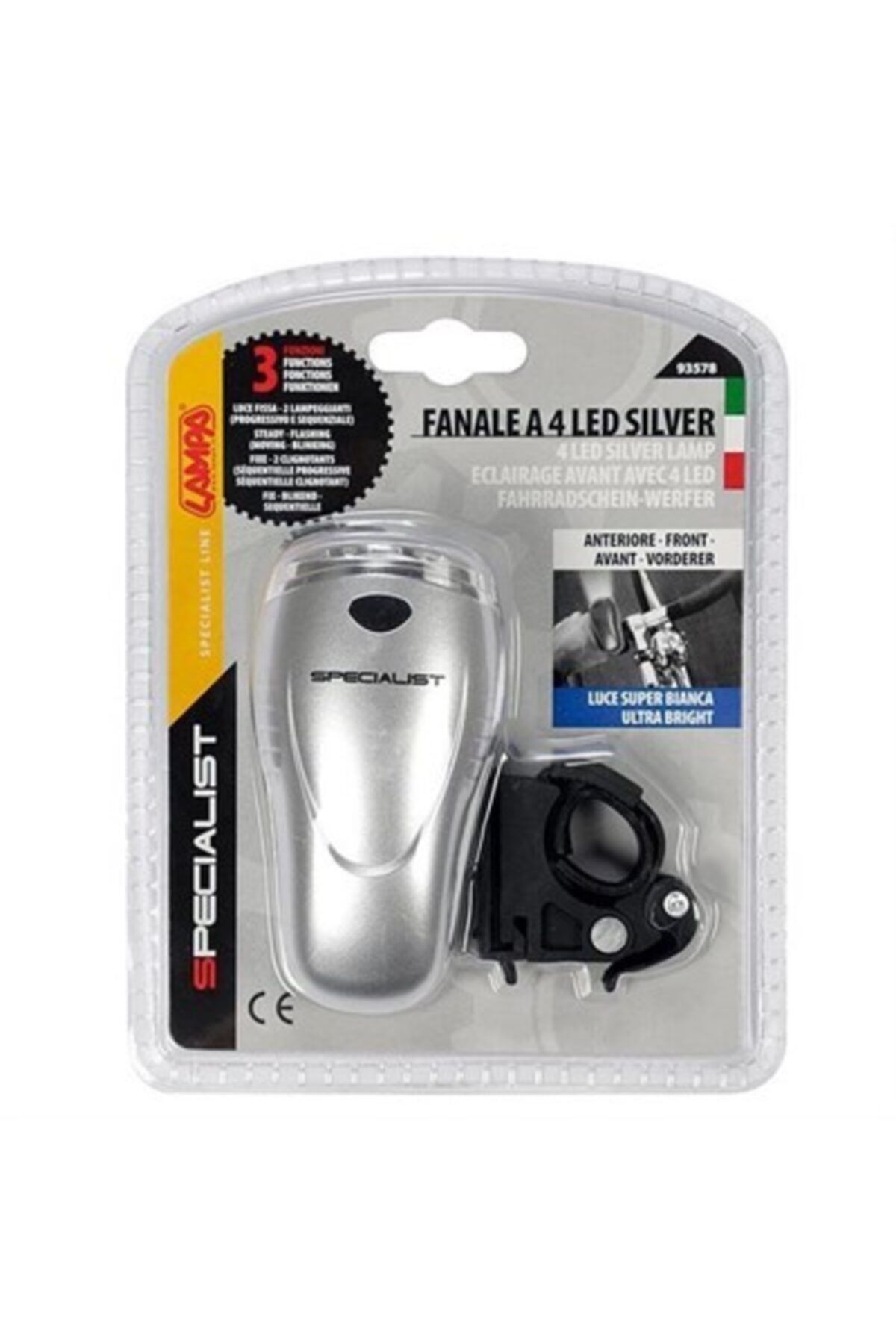 Lampa Bisiklet 3 Fonksiyonlu Süper 4 Led Lamba 93578