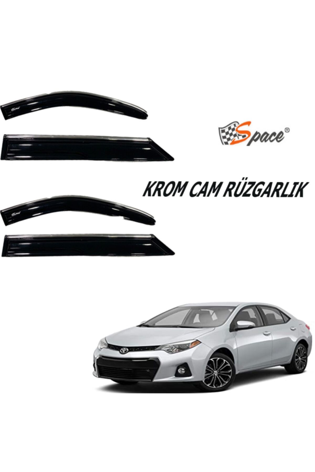 otodemir Cam Rüzgarlığı Krom - Toyota Corolla 2014-2018 Krom Cam Rüzgarlığı - Araba Krom Cam Rüzgarlık Seti