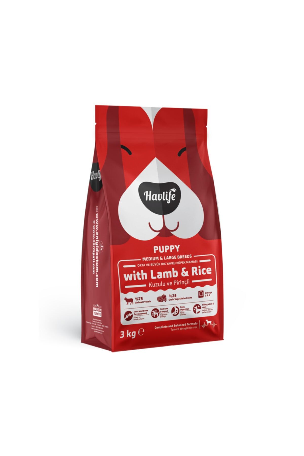 HAVLIFE Kuzulu Ve Pirinçli Orta Ve Büyük Irk Yavru Köpek Maması 3 kg