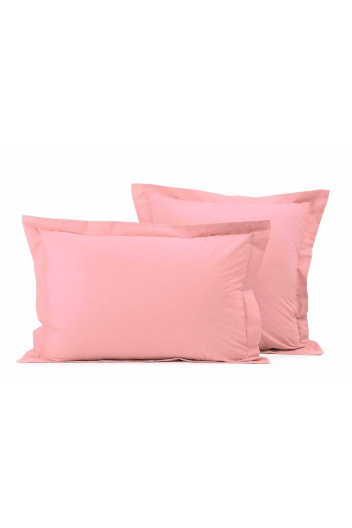 makiteks Maki %100 Pamuklu 2 Adet 50x70 Volanlı Yastık Kılıfı Seti (4 Tarafında +5cm Volan Vardır), Yavruağzı