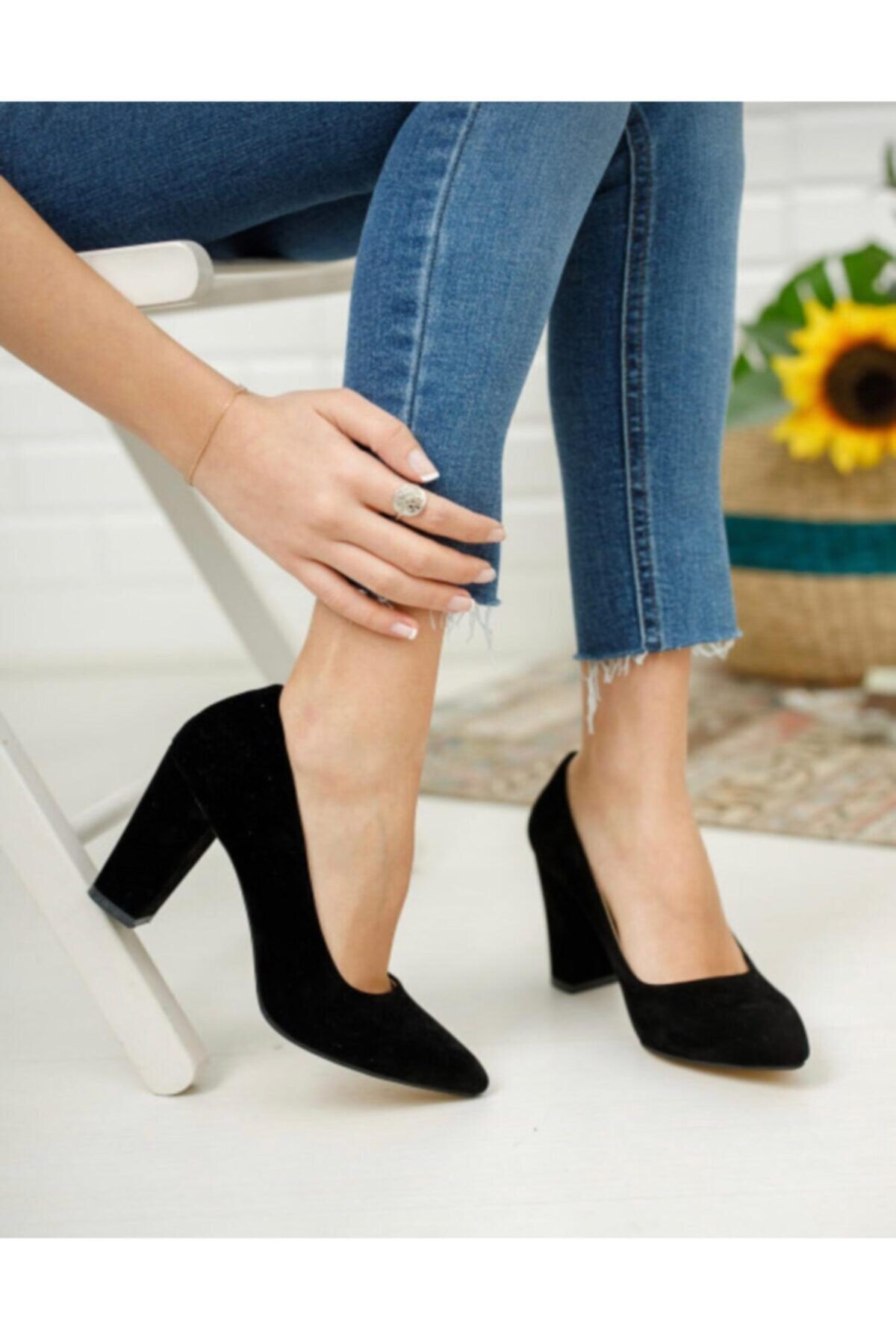 Birol Ayakkabı Kadın Topuklu Siyah Süet Stiletto