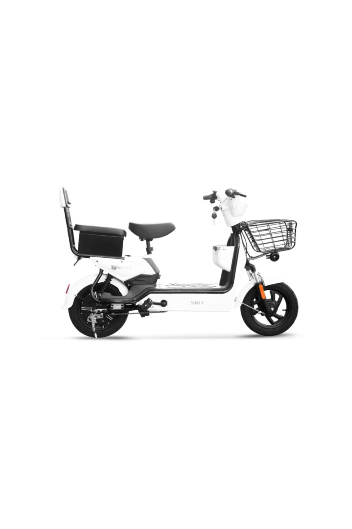 Yuki Yeni Lucky Usb Bölmeli Pusulalı Beyaz Elektrikli Motosiklet