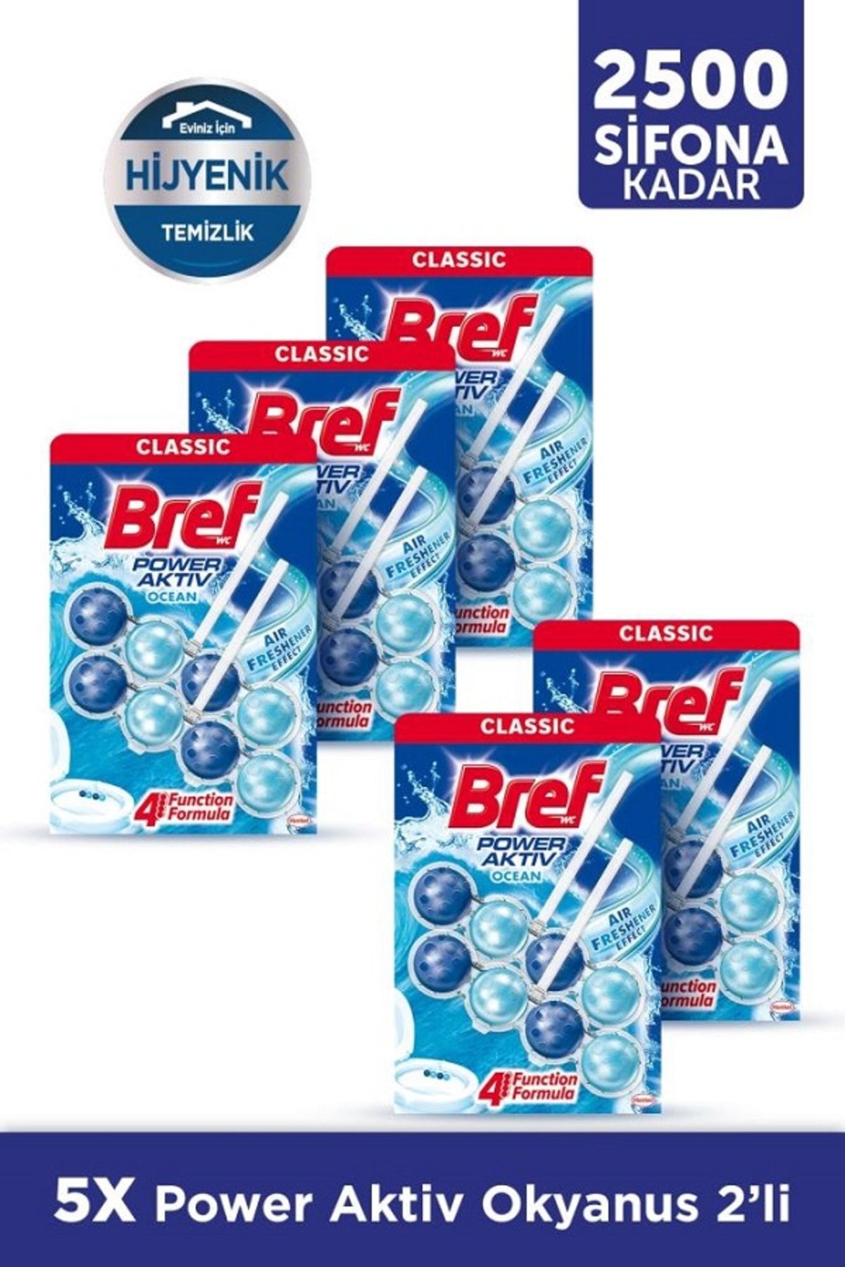 Bref WC Power Aktiv Duopack Katı Klozet Bloğu Okyanus, 5 x 2'li Paket