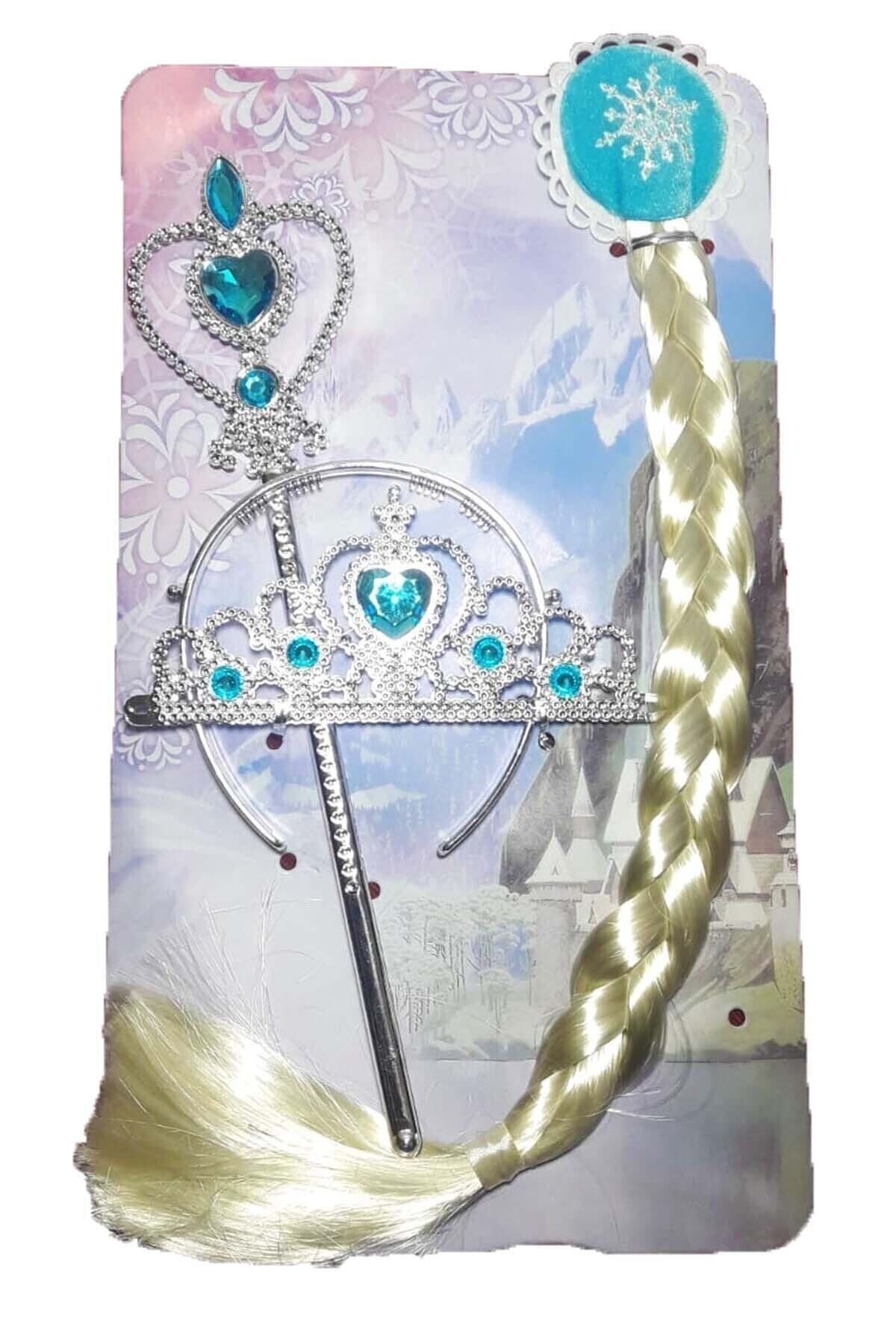 İnşirah Ayakkabı Kız Çocuk Mavi Karlar Ülkesi Frozen Elsa Saçı Tacı Asa Seti Elsa Tacı Saçı Ve Asası 3 Parça