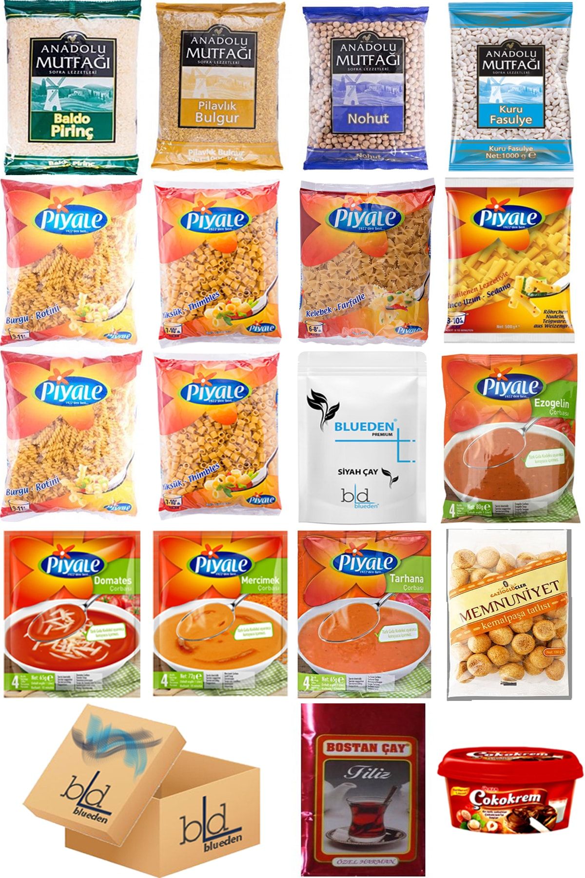 Blueden Ramazan Paketi Kumanya Gıda Paketi Erzak Yardım Hediye Paketi 18 Parça 131 Nolu Paket