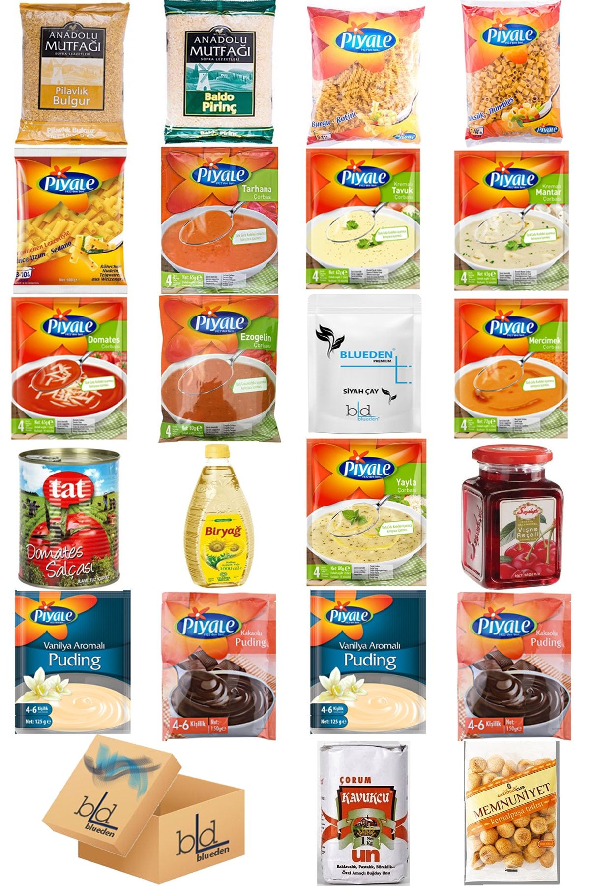 Blueden Ramazan Paketi Kumanya Ezrak Gıda Yardım Kolisi 22 Parça 76 Nolu Paket
