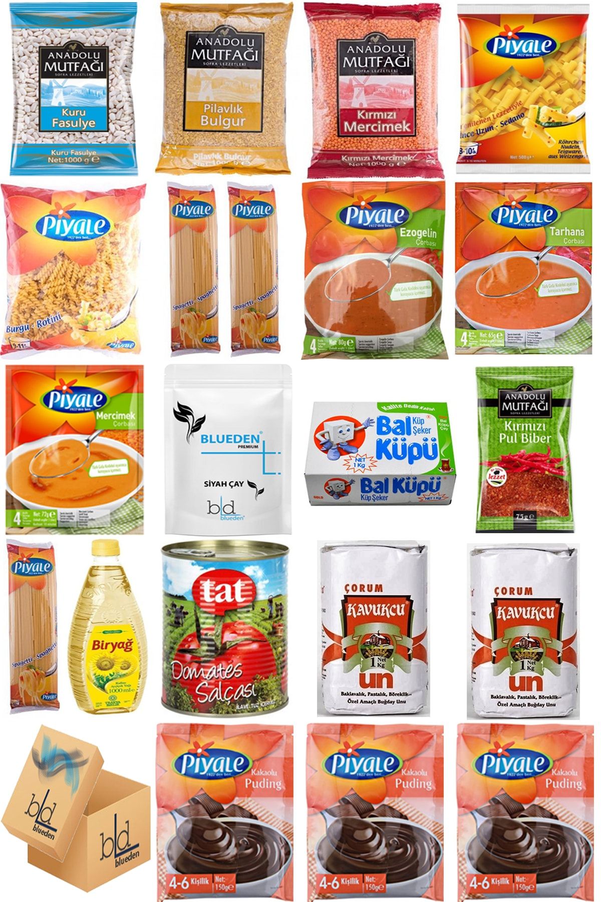 Blueden Ramazan Paketi Kumanya Ezrak Gıda Yardım Kolisi 21 Parça 58 Nolu Paket