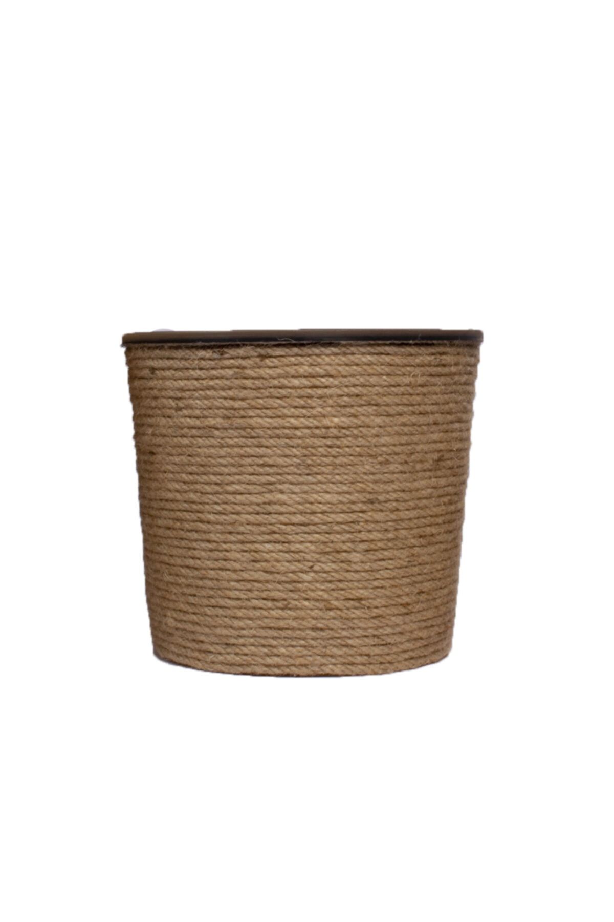 Halat Dekor Jüt Hasır Halat Saksı Küçük Boy 5 Litre 19 Cm Yükseklik 22 Cm Çap