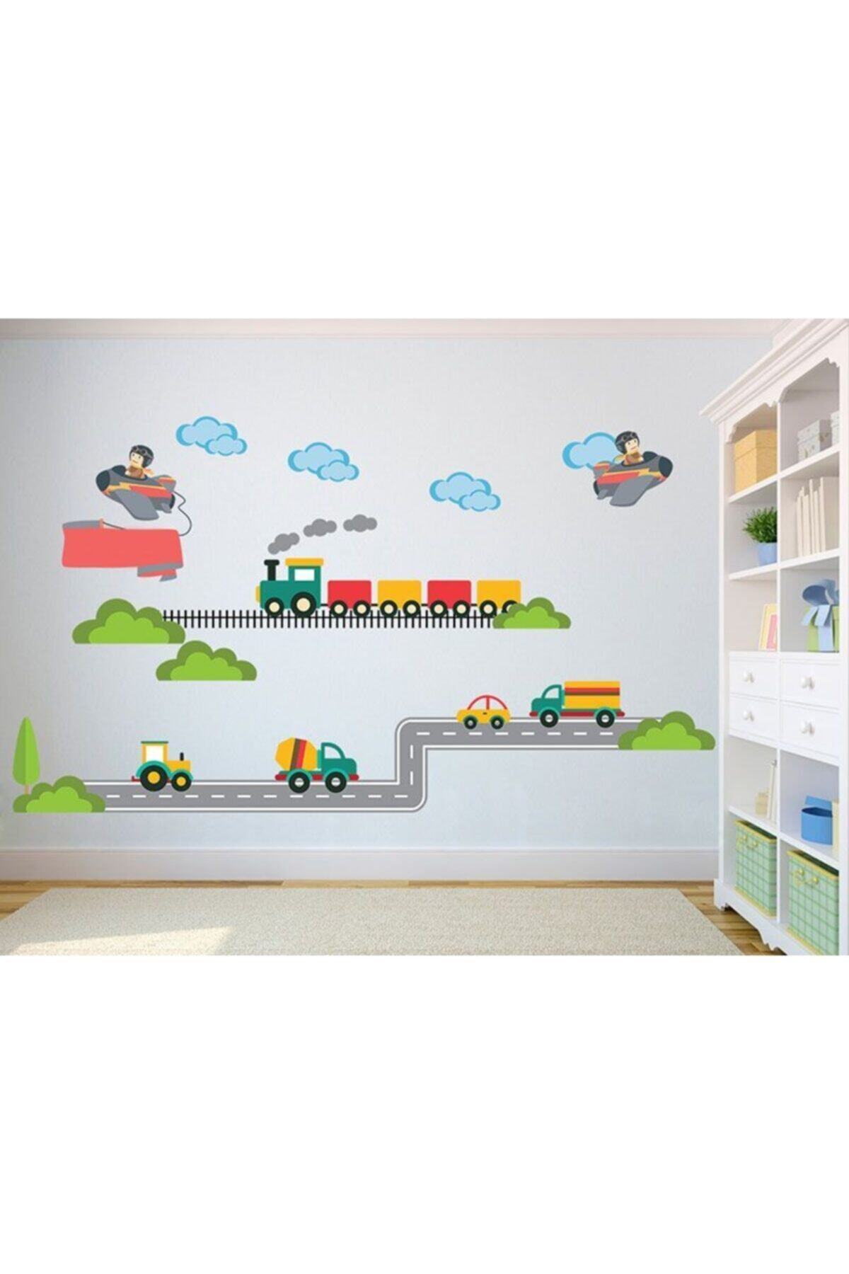 Stickerce Uçaklar-tren Çocuk Odası Duvar Sticker