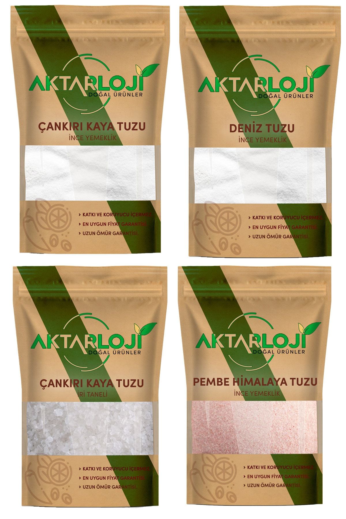 aktarloji Avantajlı Tuz Seti 3 Kg ( Çankırı Kaya Tuzu, Deniz Tuzu, Pembe Himalaya Tuzu, Iri Kaya Tuzu )
