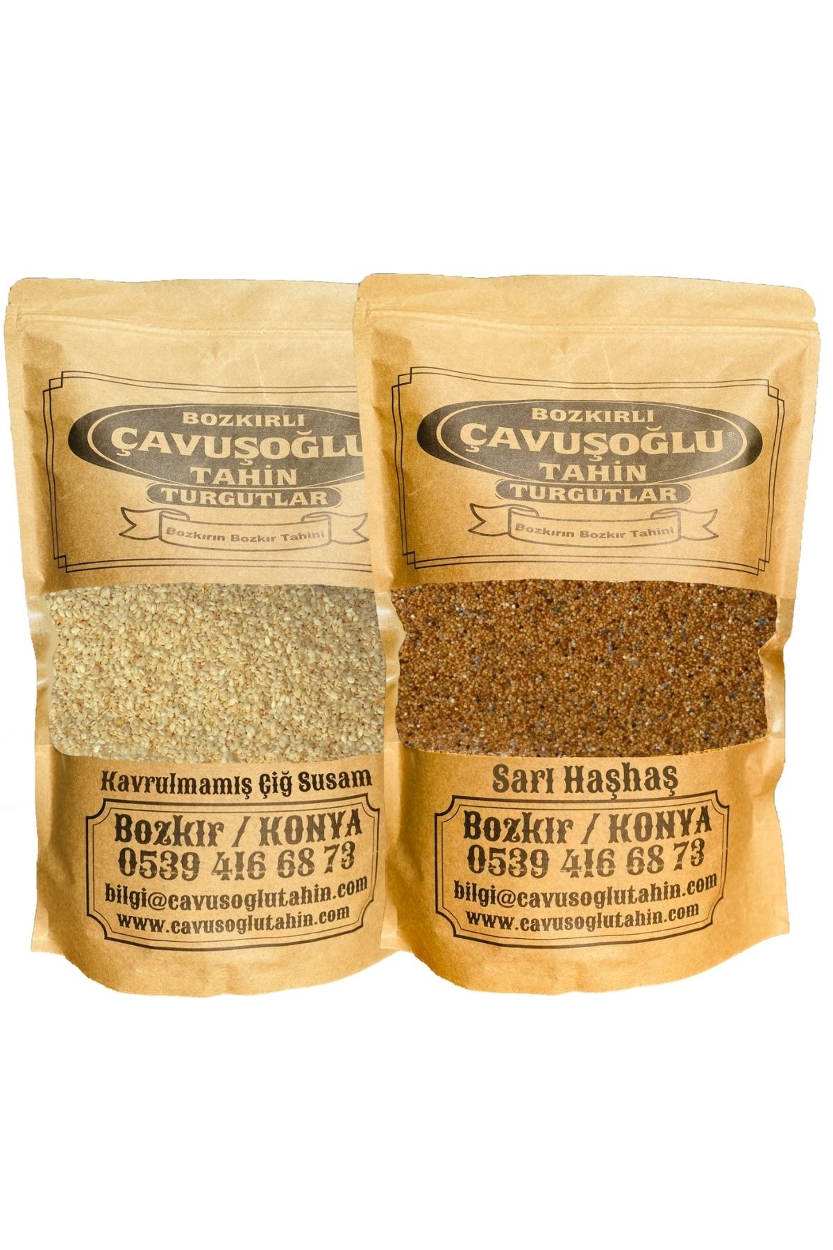 Bozkırlı Çavuşoğlu Kavrulmamış Çiğ Beyaz Susam 1000g + Odun Ateşinde Kavrulmuş Sarı Haşhaş 250g