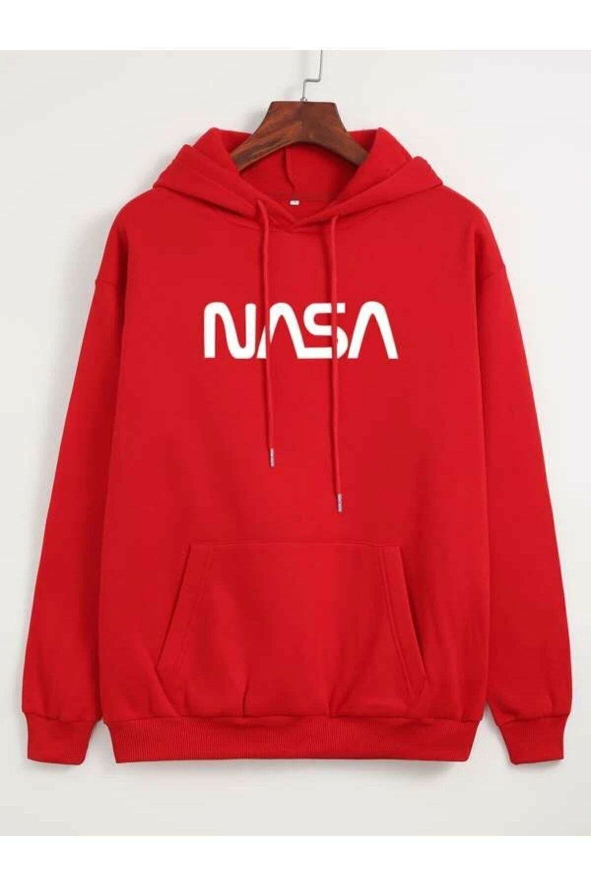 Benisengiydir Unisex Kırmızı Nasa Baskılı Oversize Sweatshirt