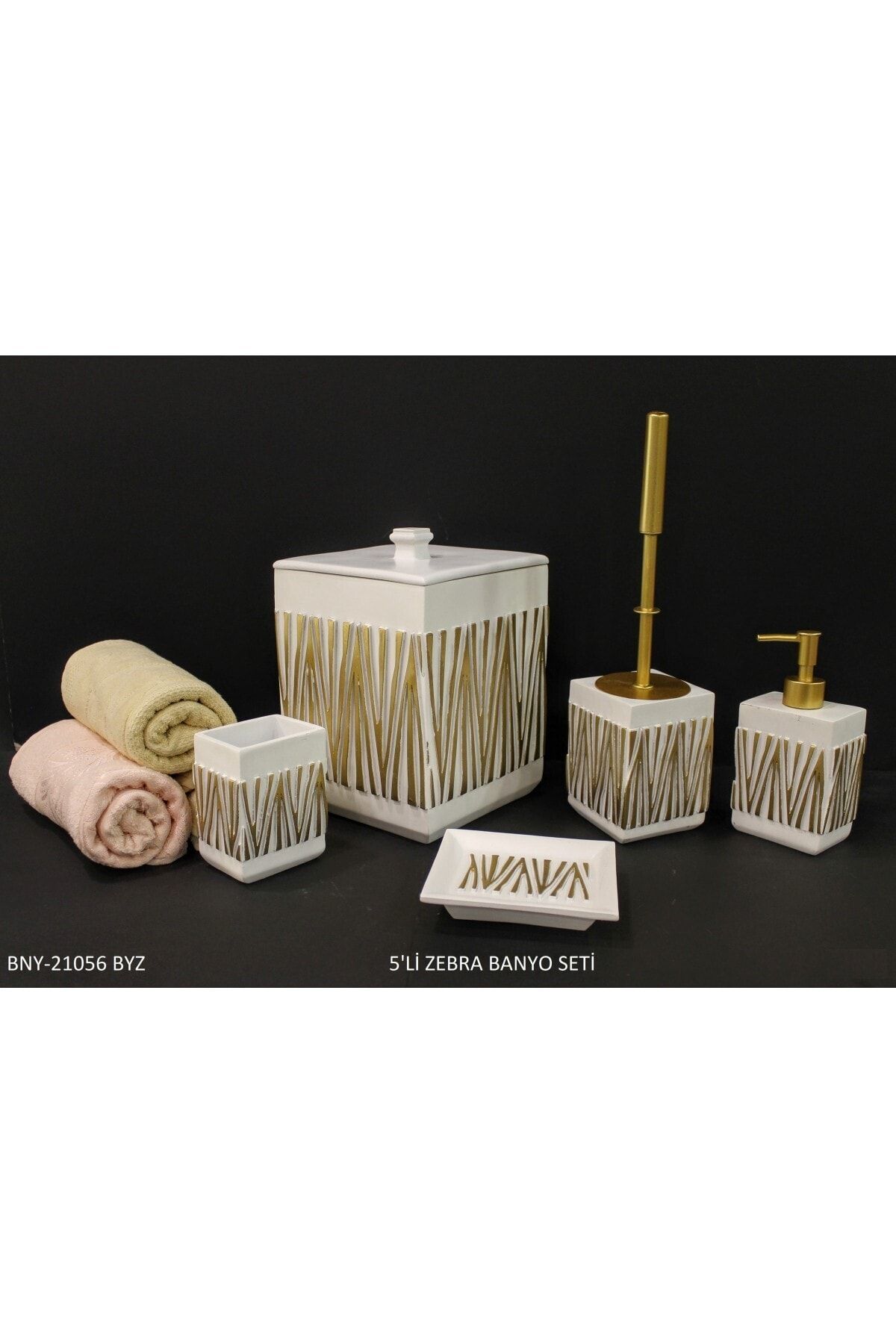 CASADORA Polyester Zebra Desenli 5'li Banyo Seti
