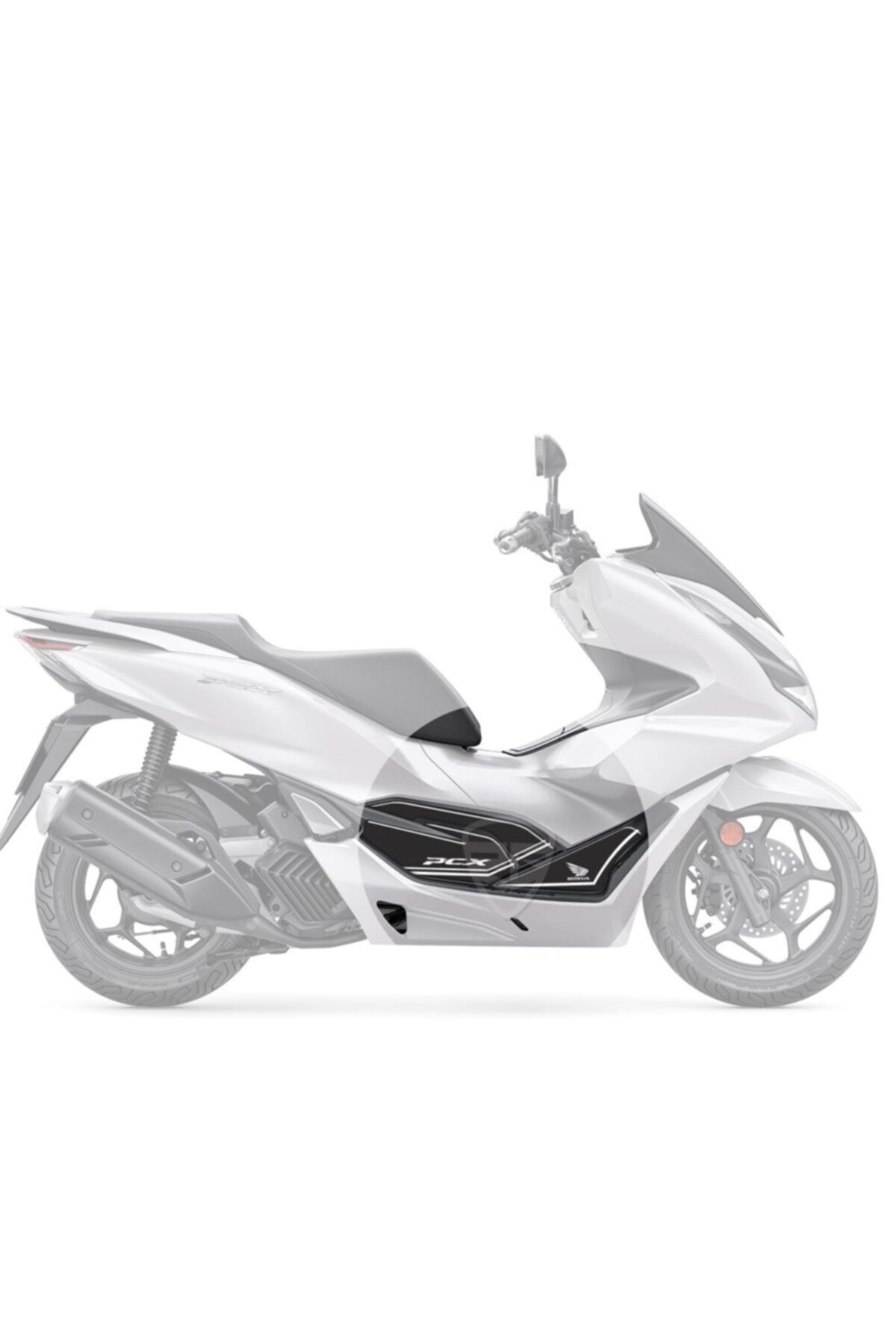 Redline Grafik Honda Pcx 125 2021 Beyaz Motosiklet Için Karbon Desen Beyaz Yan Pad
