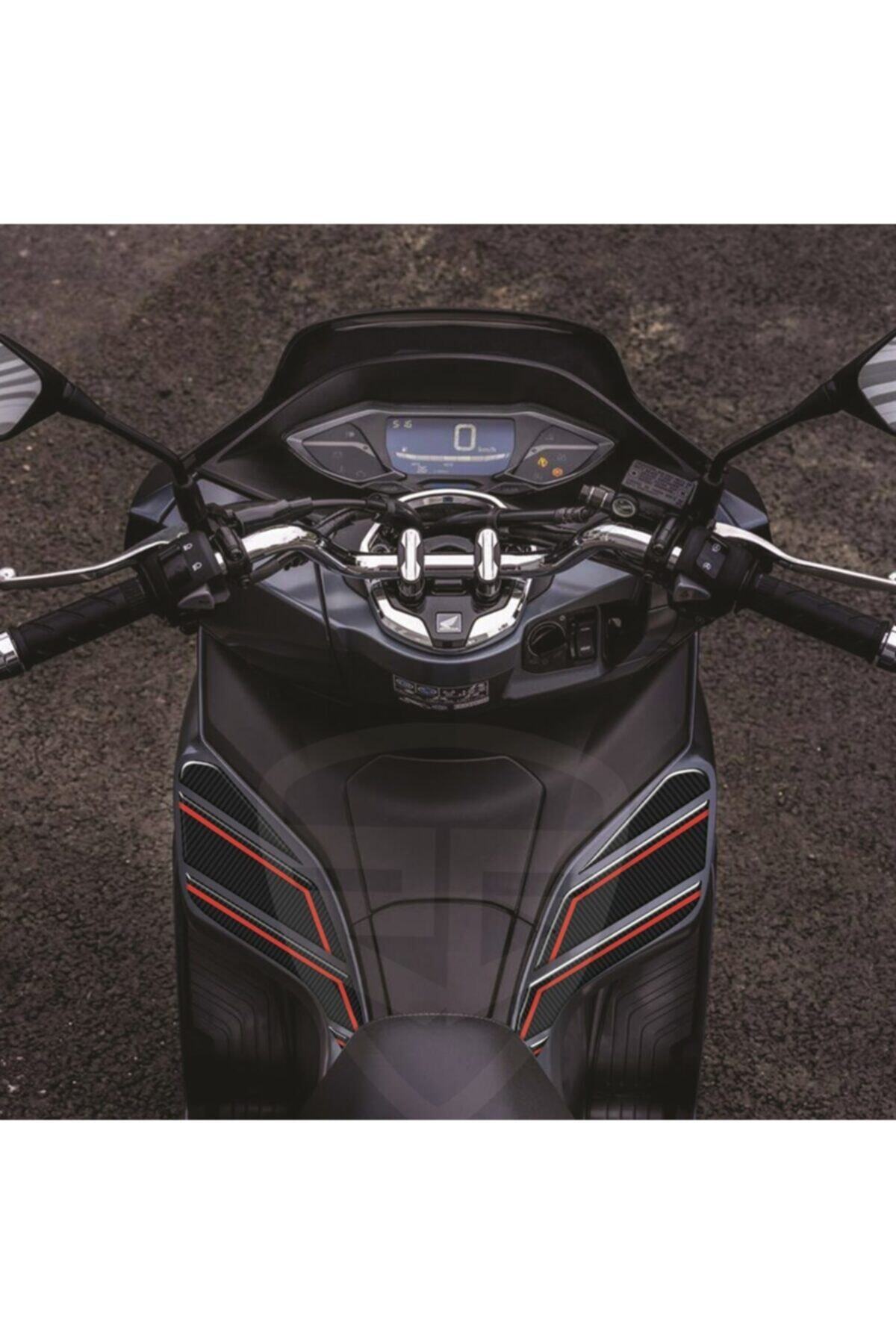 Redline Grafik Honda Pcx 125 2021 Karbon Desen Kırmızı Yan Pad