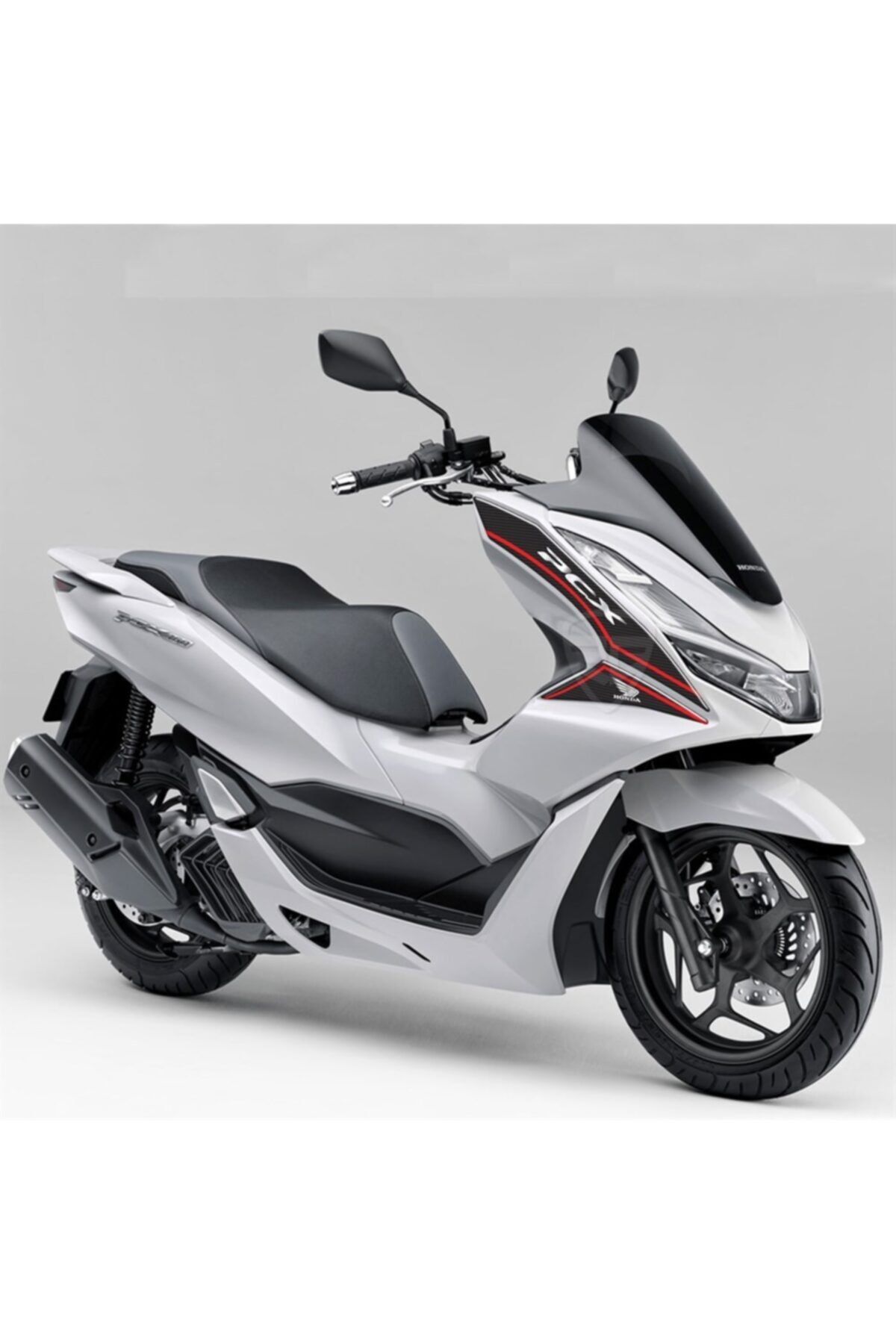 Redline Grafik Honda Pcx 125 2021 Beyaz Motosiklet Için Karbon Desen Kırmızı Kafa Grenaj Pad