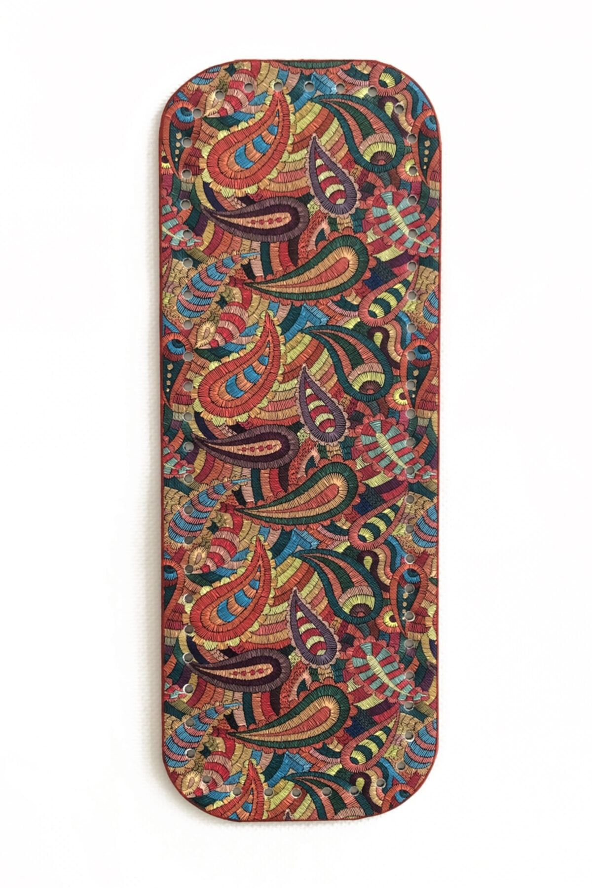 Alfa Tasarım Desenli Suni Deri Çanta Tabanı - Antik Zentangle Desen Kırmızı Renk