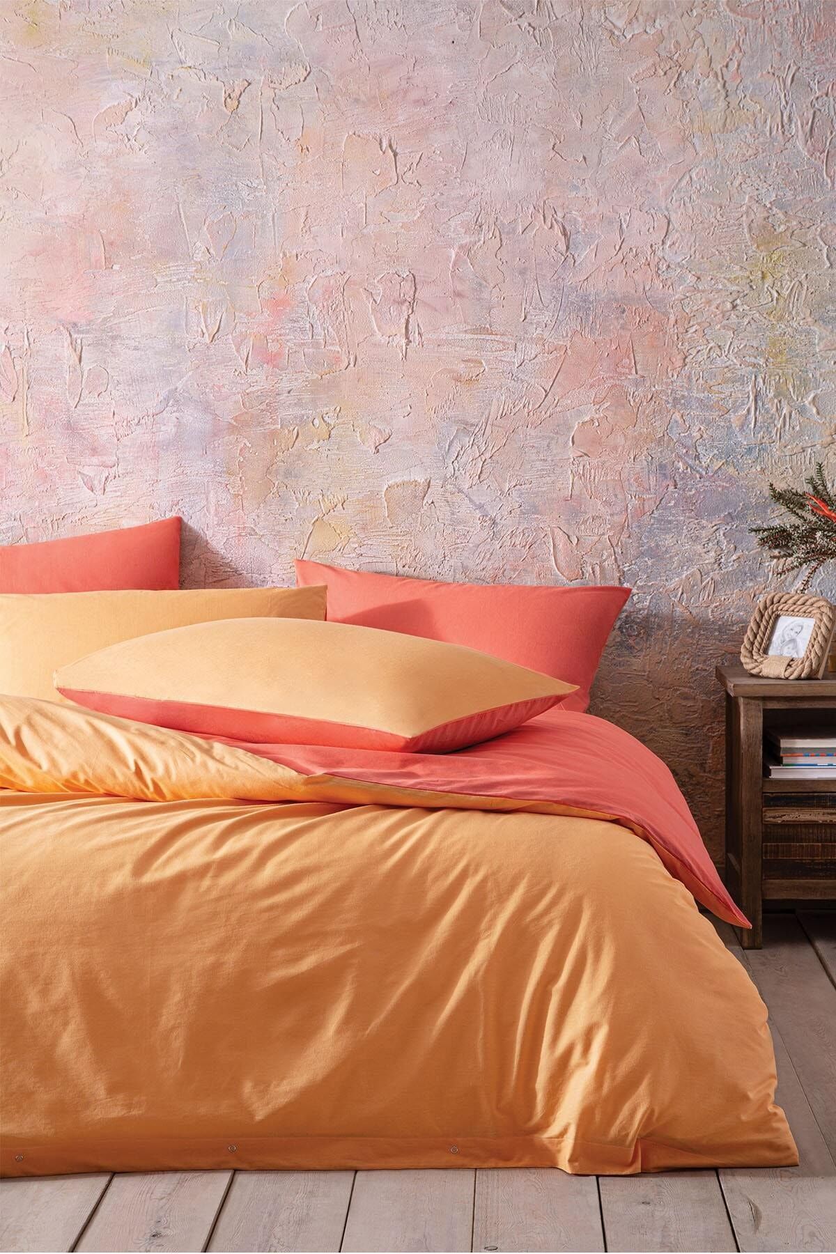 Yataş Bedding Noah Ranforce Tek Kişilik Xl Nevresim Seti Turuncu Nar Çiçeği