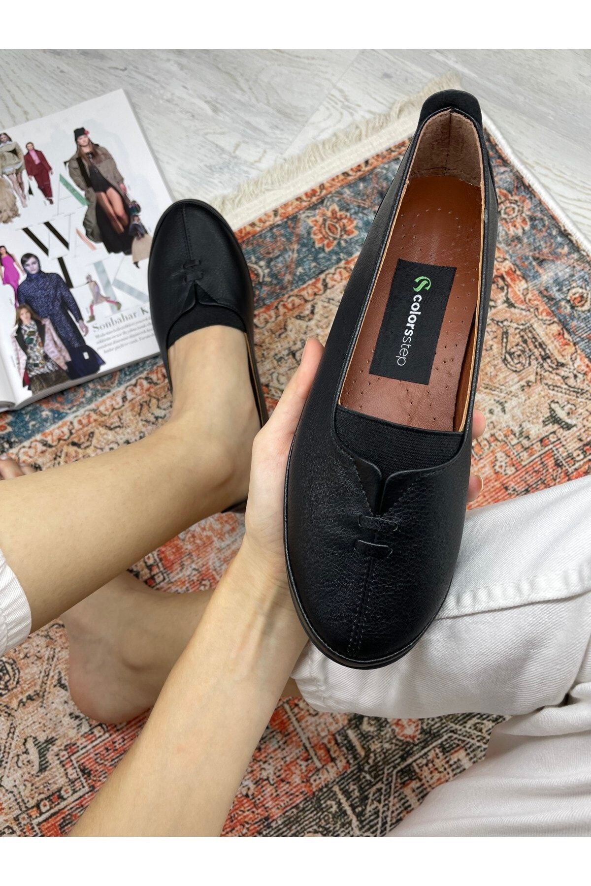 Colorsstep Kadın Ortopedik Içyüzey Hakiki Deri Comfort Ayakkabı Bella Siyah