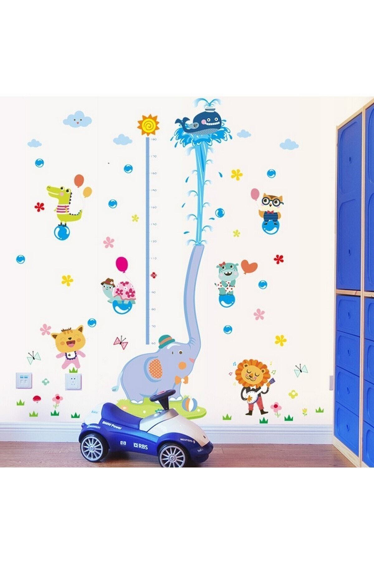 Kt Grup Sevimli Fil Dev Boyutlu Boy Ölçer Bebek Ve Çocuk Odası Xl Duvar Dekoru Pvc Duvar Sticker