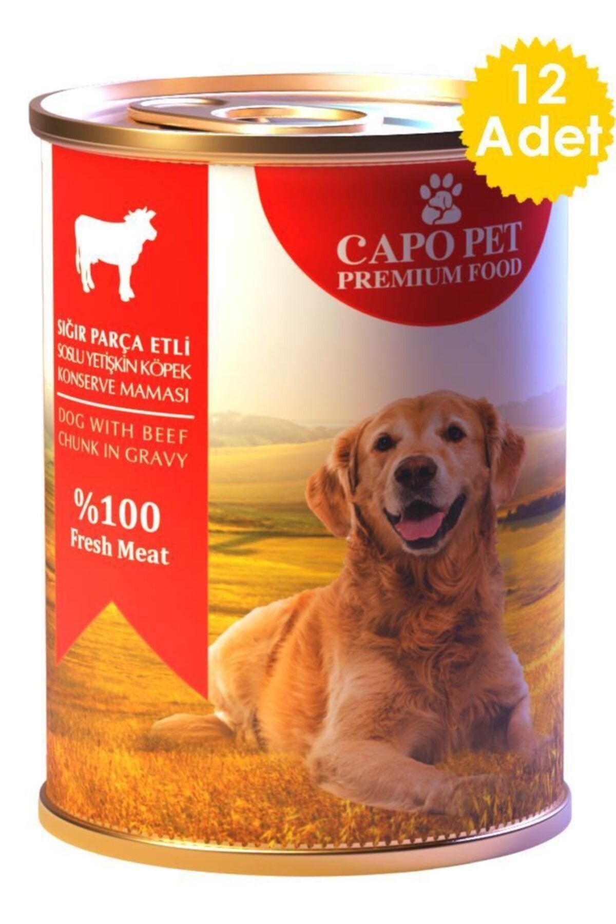Capo Pet Food Sığır Parça Etli Soslu Yetişkin Köpek Konservesi 400 Grx12 Adet