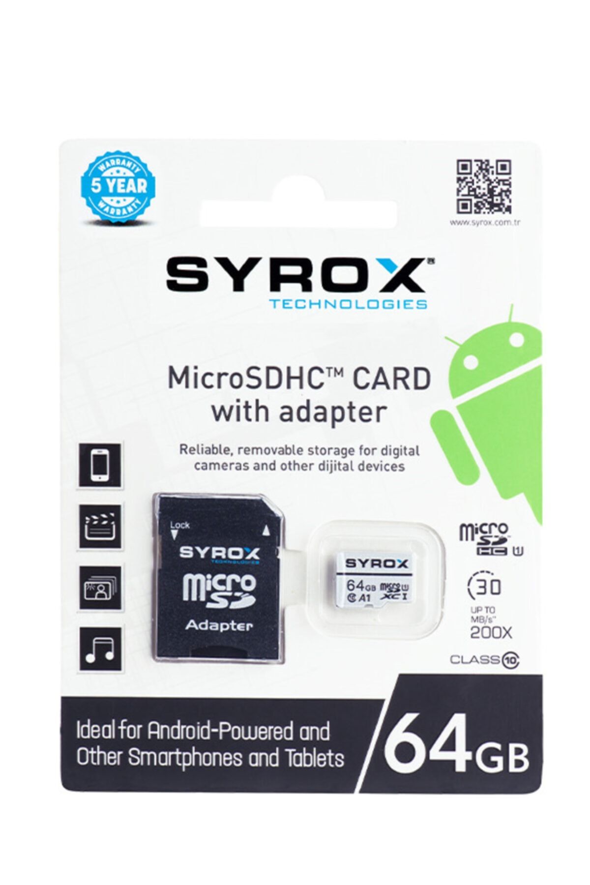 Syrox 64 Gb Micro Sd Card Hafıza Kartı Adaptörlü Syx-mc64