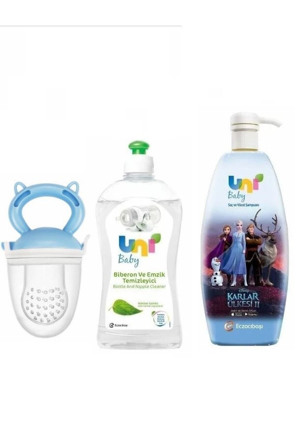 Uni Baby Unıbaby Frozen Saç Ve Vücut Şampuanı 700 Ml+paraben Içermeyen Temizleyici 500 Ml+meyve Süzgeci Mavi
