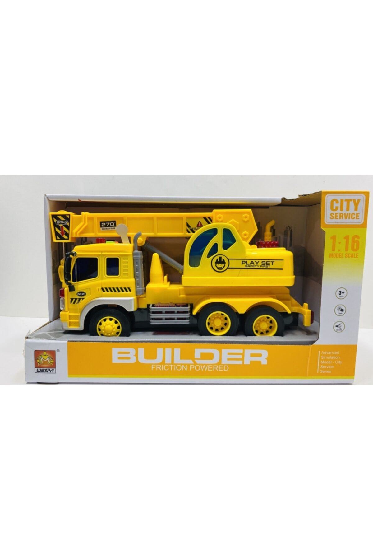 toysandmore Vinç Oyuncak Işıklı Sesli Iş Makinası 26 Cm