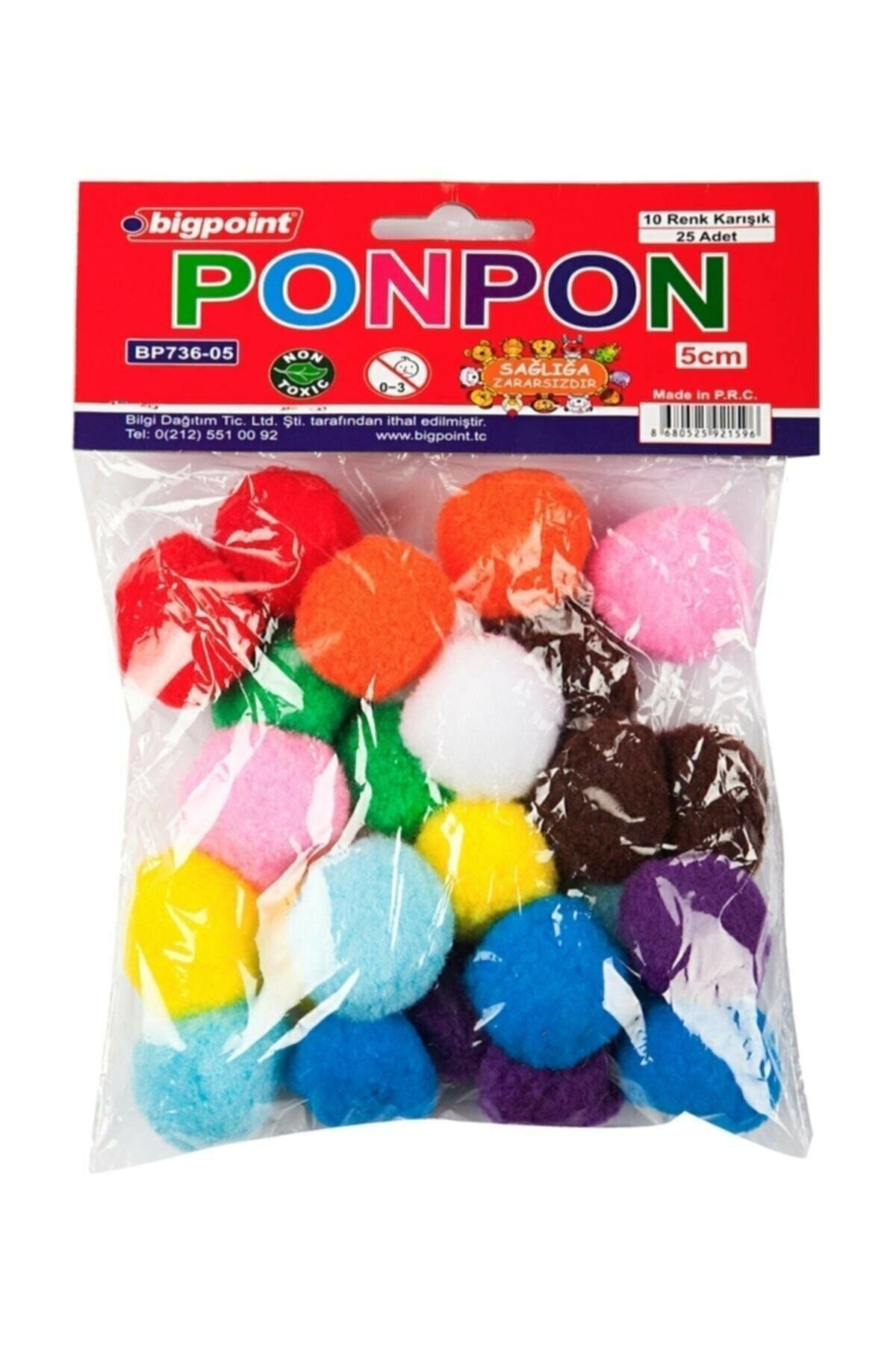 Bigpoint Ponpon 5 Cm 10 Renk / 25'li Poşet