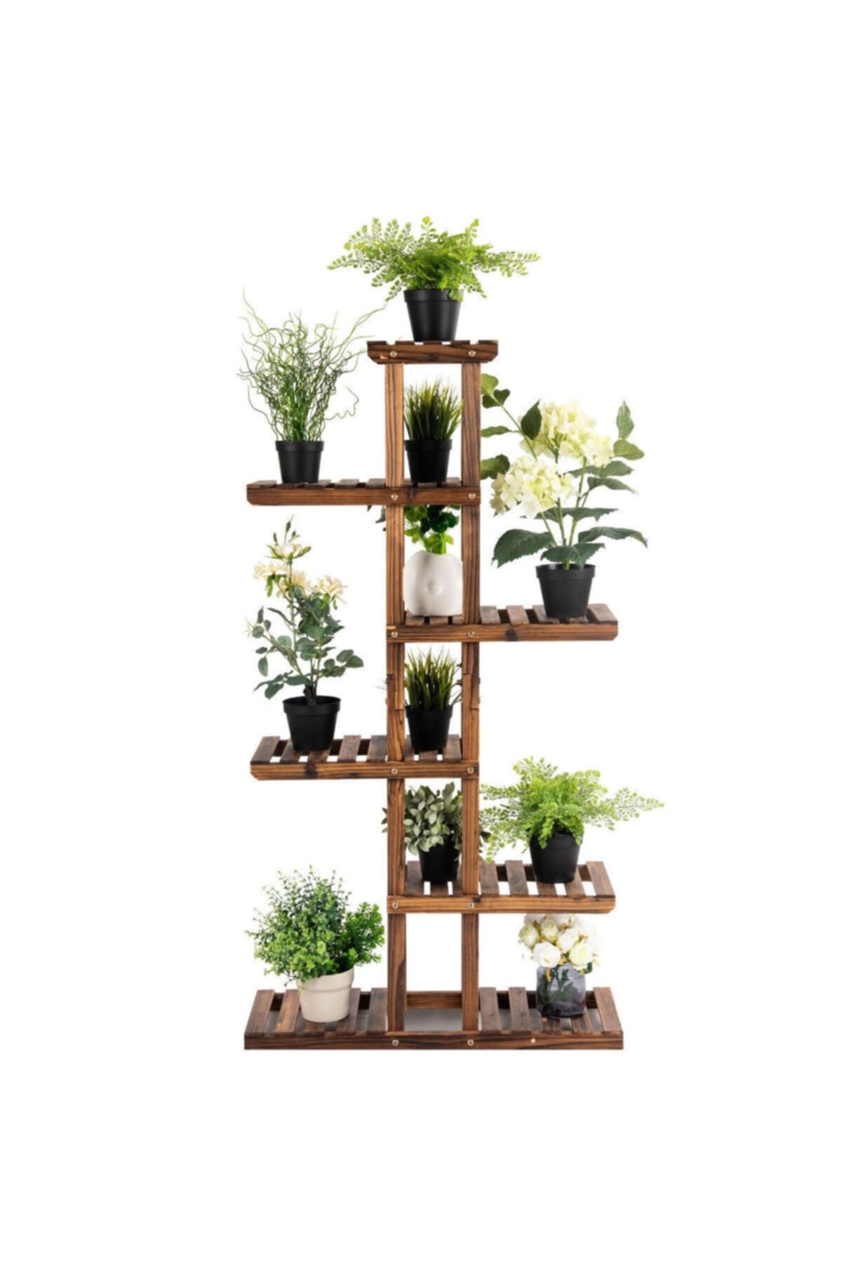 woodcolor accessory 6 Katlı 11 Bölmeli Ahşap Saksılık Çiçeklik Bitki Standı