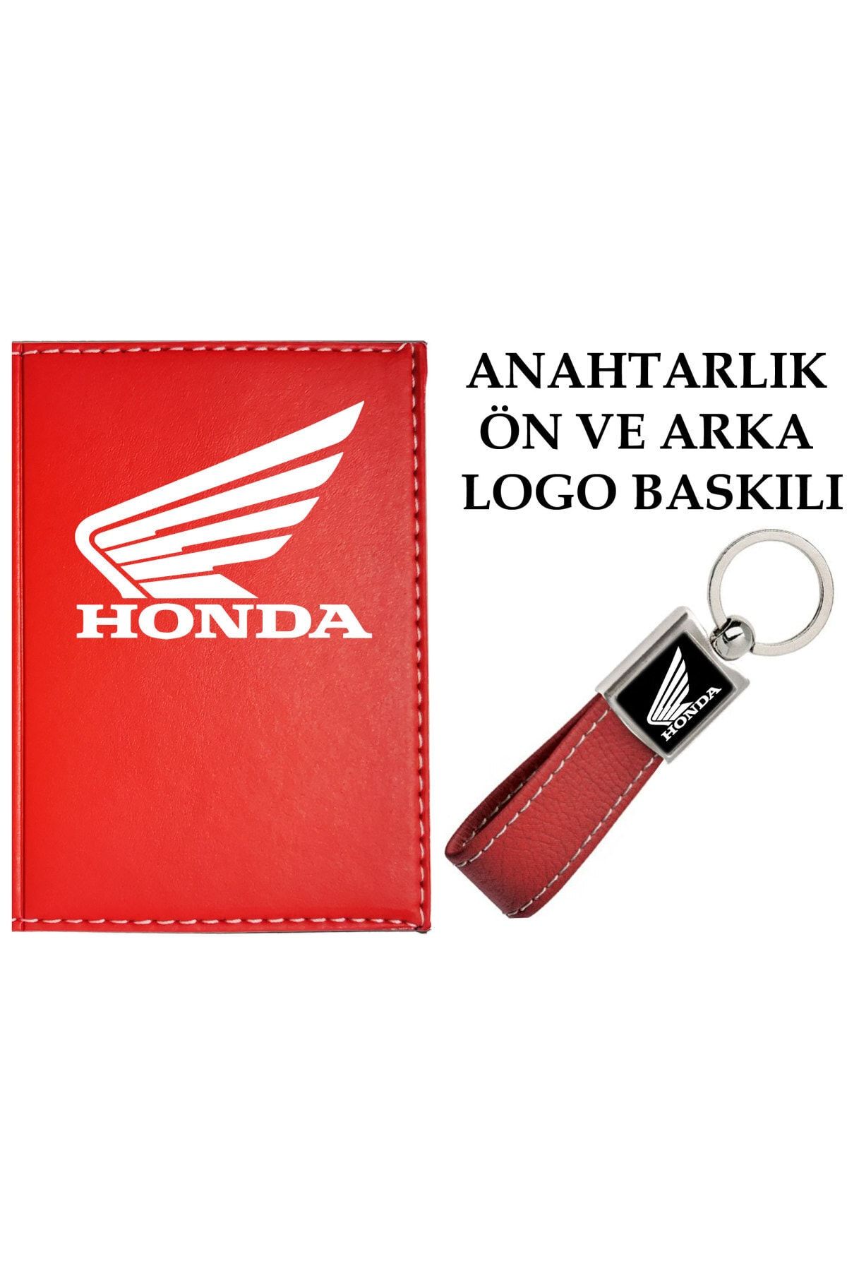 promosyon denizi Honda Motor Logolu Kırmızı Ruhsat Kabı Ve Honda Motor Logolu Anahtarlık