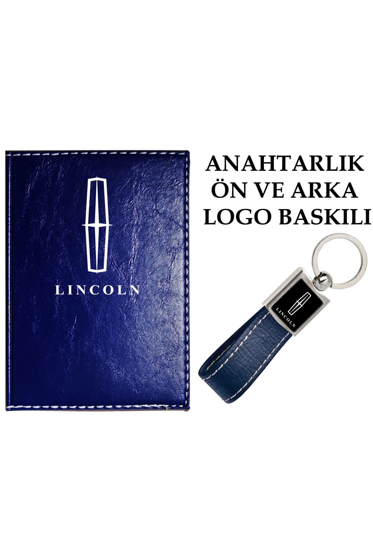 promosyon denizi Lıncoln Logolu Lacivert Ruhsat Kabı Ve Lıncoln Logolu Anahtarlık
