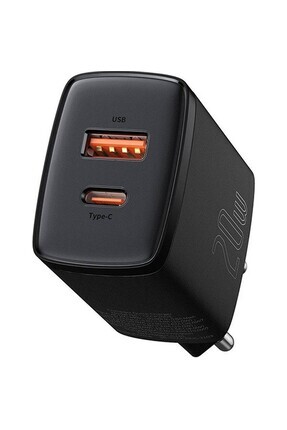 Compact 20w Usb + Type-c Çıkışlı Qc3.0 Hızlı Şarj Başlığı Şarj Aleti Siyah Image 0