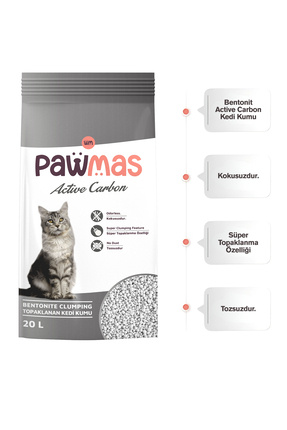 Pavmas Aktif Karbonlu Bentonit Kedi Kumu 20lt Image 0