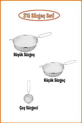 Idealisk Süzgeç Seti, Çay Süzgeci + 15 Cm Süzgeç + 20 Cm Süzgeç Image 0