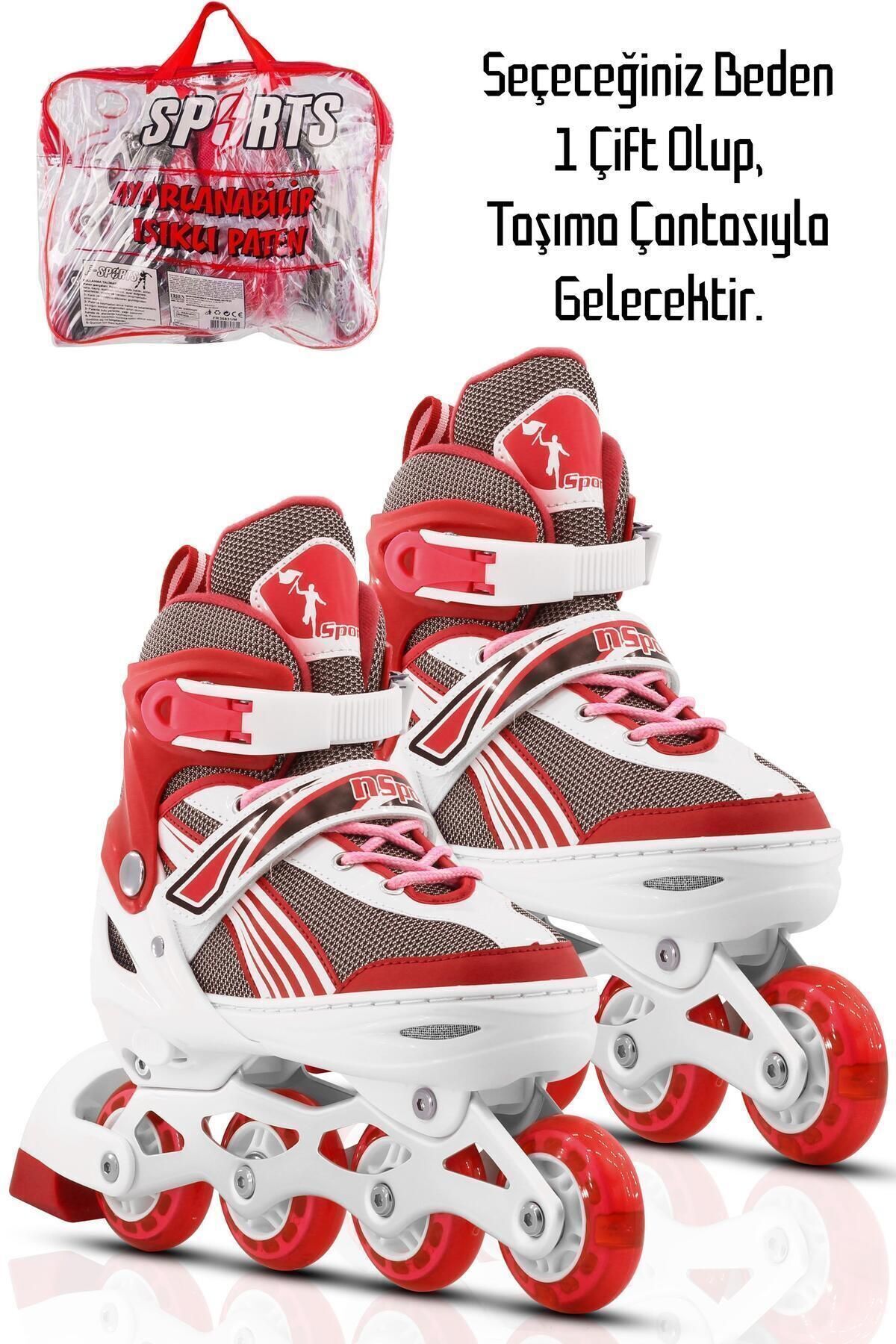 اسکیت های پایه فلزی با چرخ های روشن و قابل تنظیم و اندازه تمرین اسکیت های کودکان و نوجوانان RED 8780