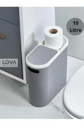 10 lt Kups Banyo,Ofis,Mutfak Çöp Kovası (GRİ) Image 0