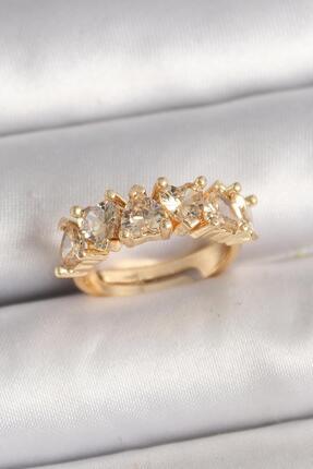 Zirkon Taşlı Kalp Model Ayarlanabilir Kadın Yüzük – Gümüş ve Gold Renk Seçenekli Image 0