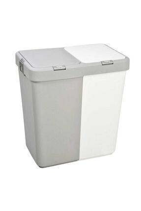 mt-09 Çift gözlü 80 litre çamaşır sepeti-Gri+Beyaz- T.YOL Image 0